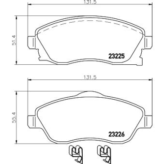 Jeu de 4 plaquettes de frein avant MINTEX OEM 1605092