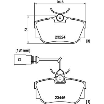 Jeu de 4 plaquettes de frein arrière MINTEX OEM 701698451C