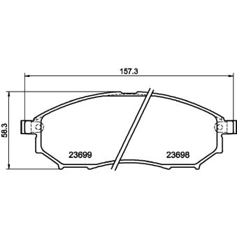 Jeu de 4 plaquettes de frein avant MINTEX OEM D10605X00A Jeu de 4 plaquettes de frein avant MINTEX OEM D10605X00A