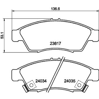 Jeu de 4 plaquettes de frein avant MINTEX OEM 5581054GA0