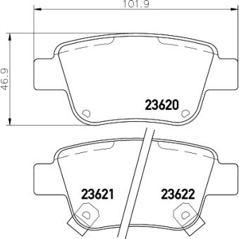 Jeu de 4 plaquettes de frein arrière MINTEX OEM 0446605010