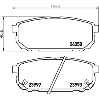 Jeu de 4 plaquettes de frein arrière MINTEX OEM 583023EE00