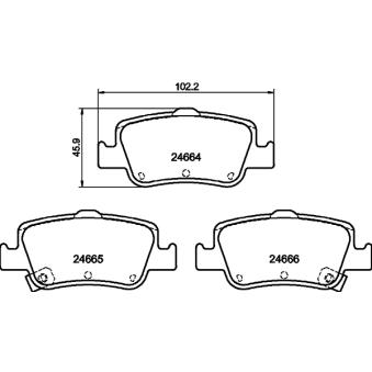 Jeu de 4 plaquettes de frein arrière MINTEX OEM 0446602191