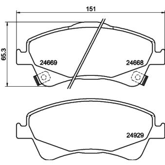 Jeu de 4 plaquettes de frein avant MINTEX OEM 0446502190