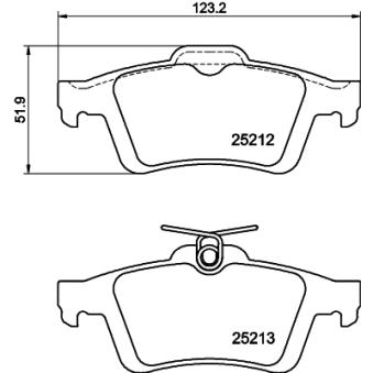 Jeu de 4 plaquettes de frein arrière MINTEX OEM MEAV6J2M008CA