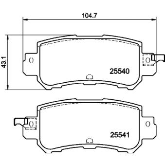 Jeu de 4 plaquettes de frein arrière MINTEX OEM K0Y12648ZA