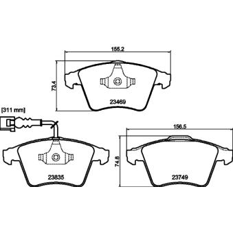 Jeu de 4 plaquettes de frein avant MINTEX OEM 7L6698151F