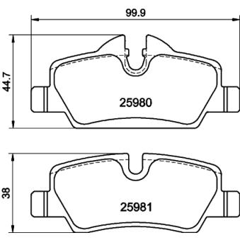 Jeu de 4 plaquettes de frein arrière MINTEX OEM 6861641