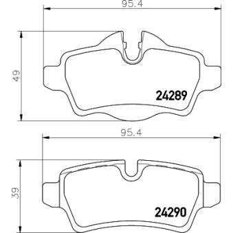 Jeu de 4 plaquettes de frein arrière MINTEX OEM 2289154
