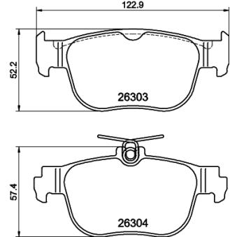 Jeu de 4 plaquettes de frein arrière MINTEX OEM 5WA698451G