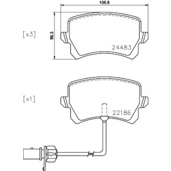 Jeu de 4 plaquettes de frein arrière MINTEX OEM 8U0698451D