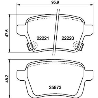 Jeu de 4 plaquettes de frein arrière MINTEX OEM 95517078