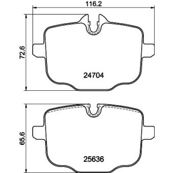 Jeu de 4 plaquettes de frein arrière MINTEX OEM 34216867175