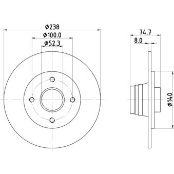 Jeu de 2 disques de frein arrière MINTEX OEM 7700805148
