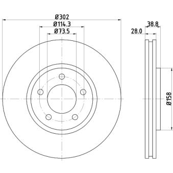 Jeu de 2 disques de frein avant MINTEX OEM 04863918AB