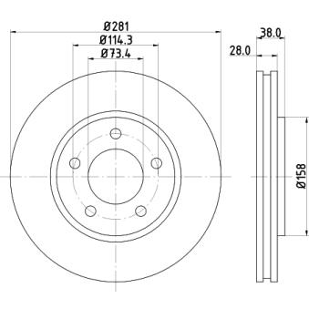 Jeu de 2 disques de frein avant MINTEX OEM 05073069AA Jeu de 2 disques de frein avant MINTEX OEM 05073069AA