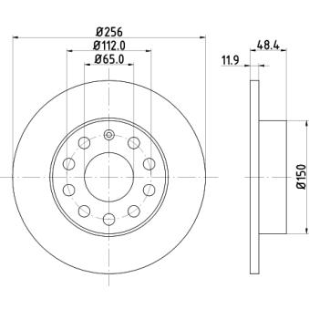 Jeu de 2 disques de frein arrière MINTEX OEM 1K0615601AC