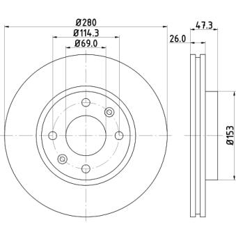 Jeu de 2 disques de frein avant MINTEX OEM 517123D100