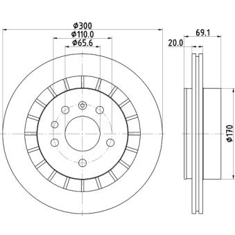 Jeu de 2 disques de frein arrière MINTEX OEM 5232698