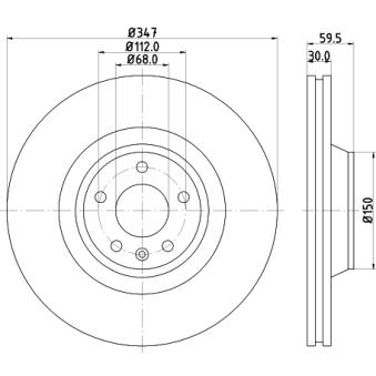 Jeu de 2 disques de frein avant MINTEX OEM 4F0615301G