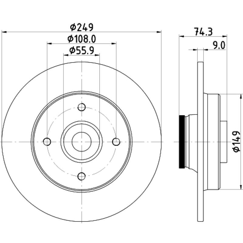 Jeu de 2 disques de frein arrière MINTEX MDC2031 - Visuel 1