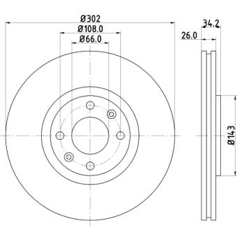 Jeu de 2 disques de frein avant MINTEX OEM 1611841780 Jeu de 2 disques de frein avant MINTEX OEM 1611841780