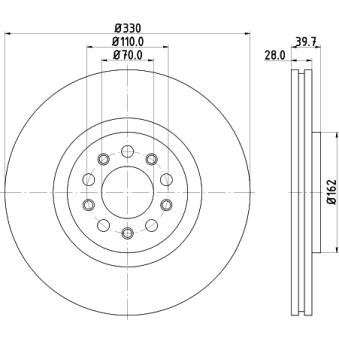 Jeu de 2 disques de frein avant MINTEX OEM 51767384