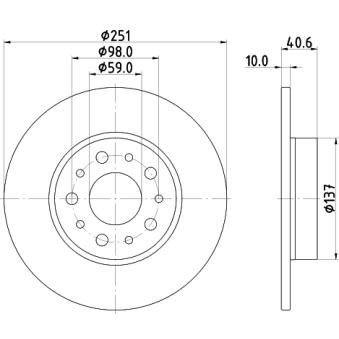 Jeu de 2 disques de frein arrière MINTEX OEM 51808471