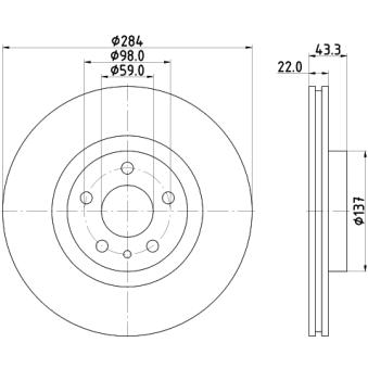 Jeu de 2 disques de frein avant MINTEX OEM 51885408