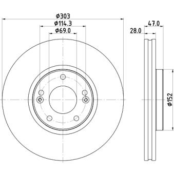 Jeu de 2 disques de frein avant MINTEX OEM 517123L050
