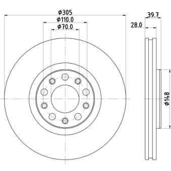 Jeu de 2 disques de frein avant MINTEX OEM 68254087AB