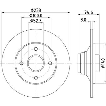 Jeu de 2 disques de frein arrière MINTEX OEM 7700780078