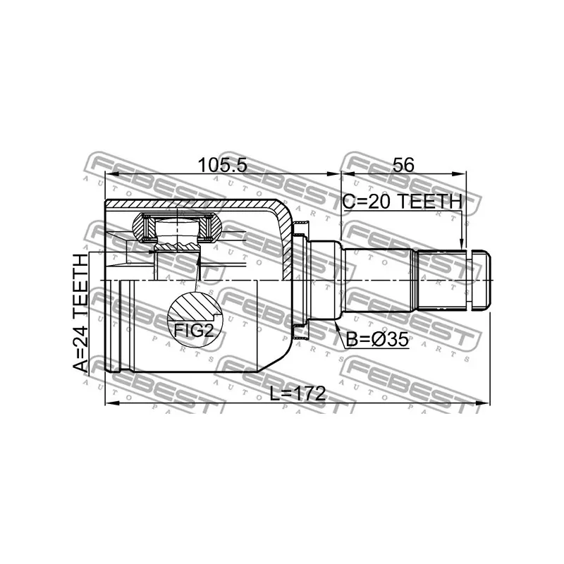 Jeu de joints, arbre de transmission avant gauche FEBEST 0111-NDE120LH - Visuel 2