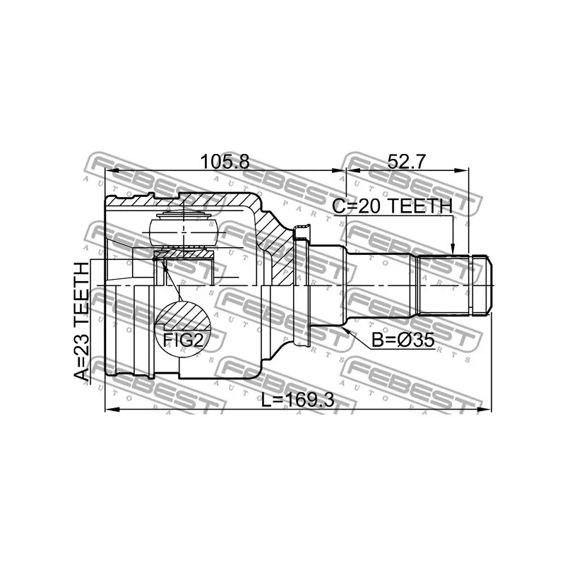 Jeu de joints, arbre de transmission avant droit FEBEST 0111-NHW20RH - Visuel 2