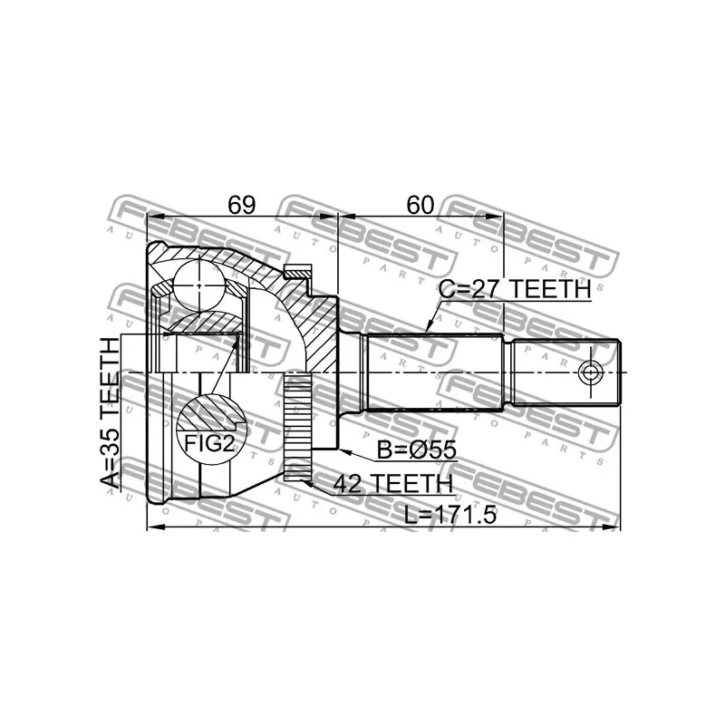 Embout de cardan avant (kit de réparation) FEBEST 0210-N16MTA42 - Visuel 1