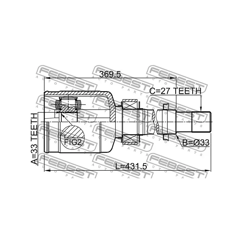 Jeu de joints, arbre de transmission avant droit FEBEST 0211-J10ERH - Visuel 1