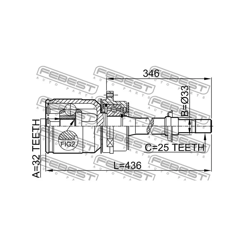 Jeu de joints, arbre de transmission avant droit FEBEST 0211-SR20RH - Visuel 2