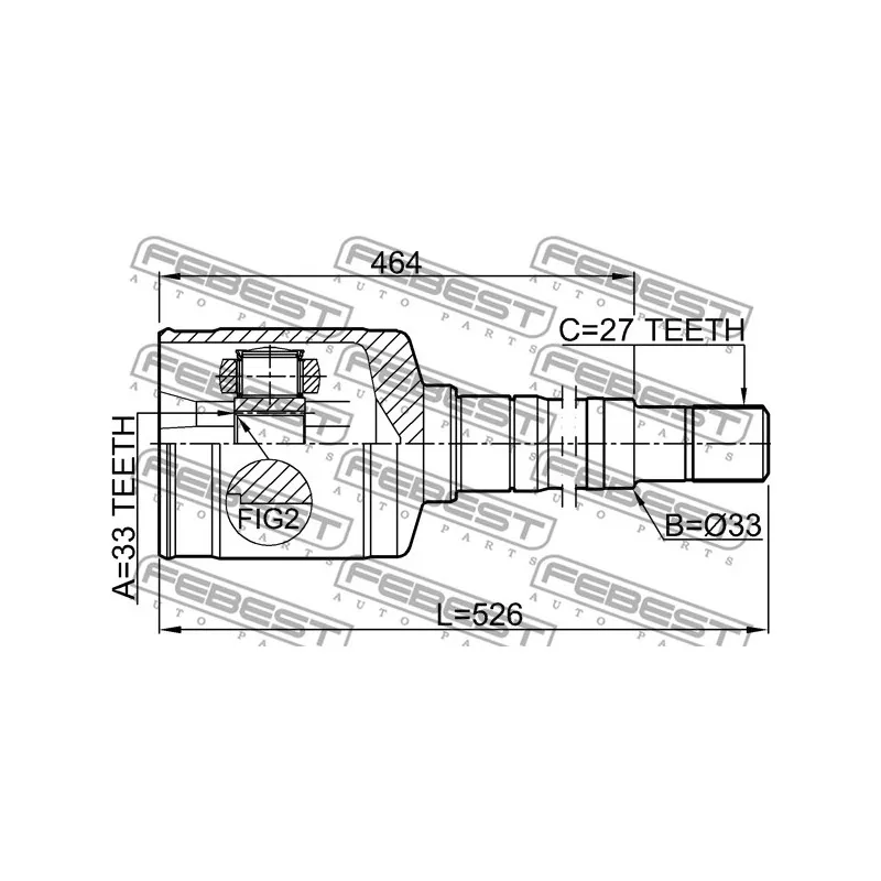 Jeu de joints, arbre de transmission avant droit FEBEST 0211-T31RH - Visuel 2