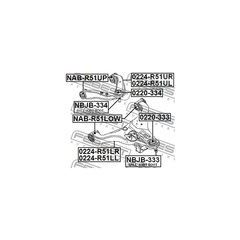 Triangle ou bras de suspension (train avant) FEBEST 0224-R51LR - Visuel 1