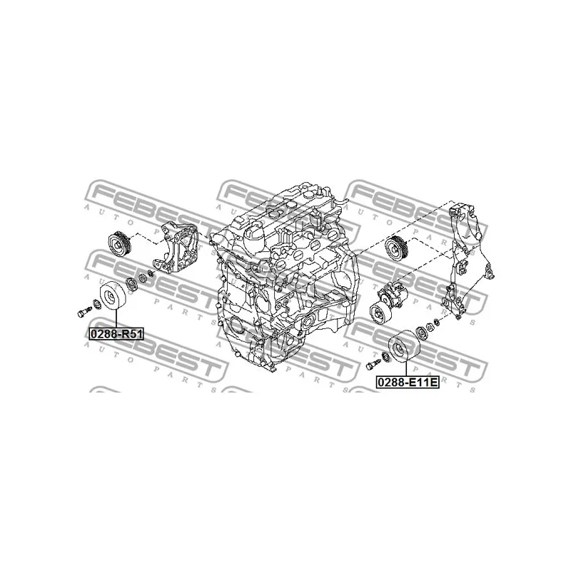 Poulie renvoi/transmission, courroie trapézoïdale à nervures FEBEST 0288-E11E - Visuel 2