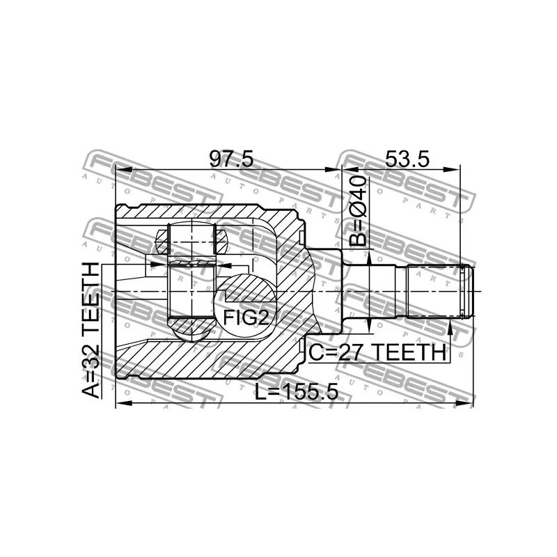 Jeu de joints, arbre de transmission avant droit FEBEST 0311-CRVMTRH - Visuel 2