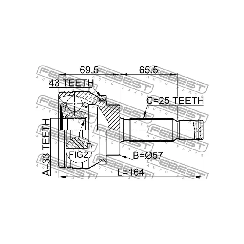 Embout de cardan avant (kit de réparation) FEBEST 0410-DJ24A43 - Visuel 2