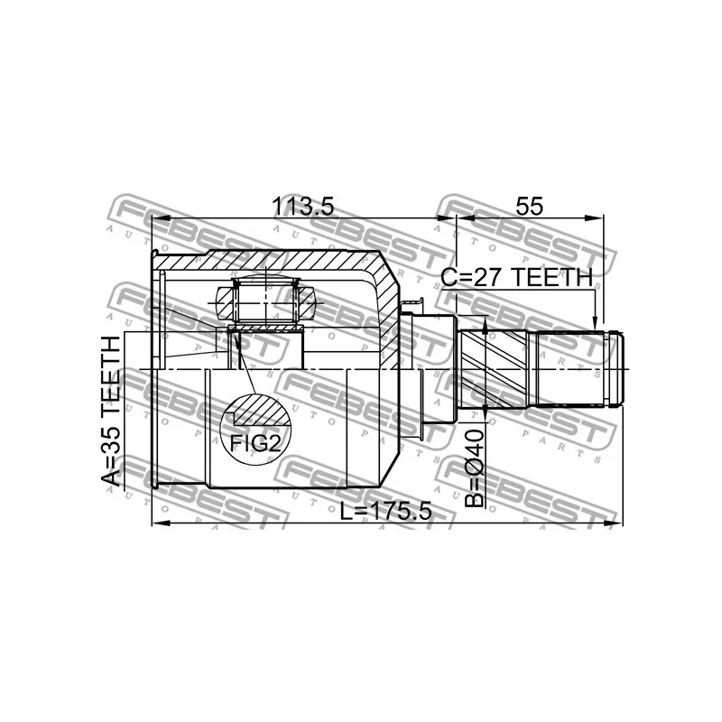 Jeu de joints, arbre de transmission avant gauche FEBEST 0411-CW5LH - Visuel 2