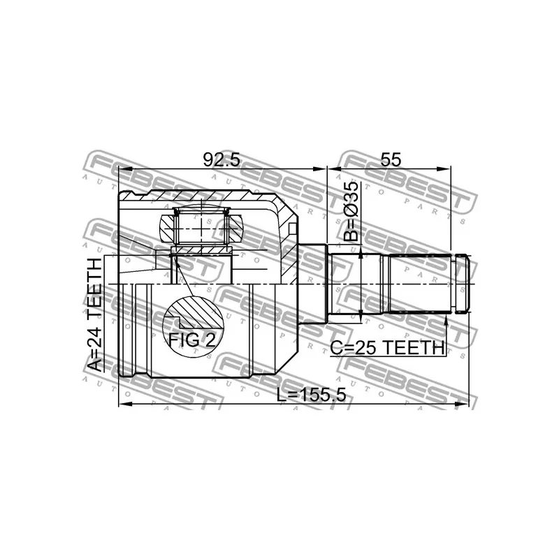 Embout de cardan avant (kit de réparation) FEBEST 0411-E55 - Visuel 2
