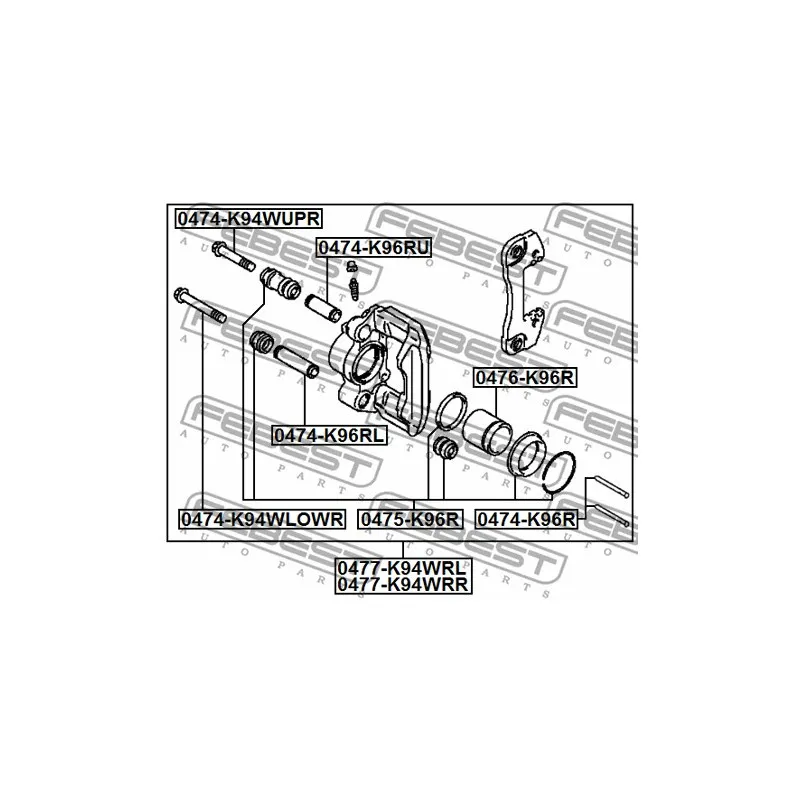 Boulon de guidage, étrier de frein FEBEST 0474-K96RU - Visuel 1