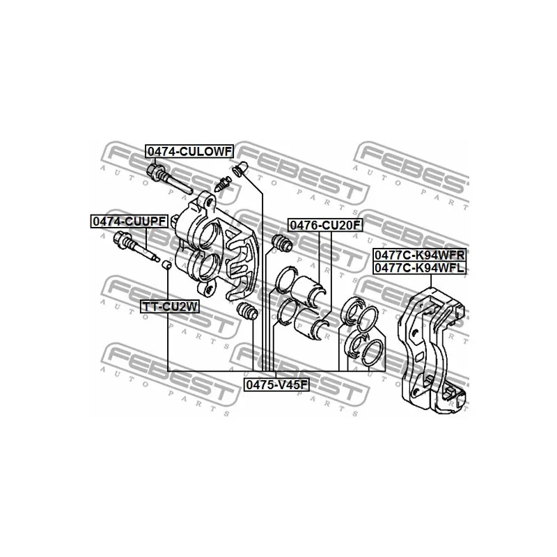 Jeu de supports d'étriers de freins avant gauche FEBEST 0477C-K94WFL - Visuel 2