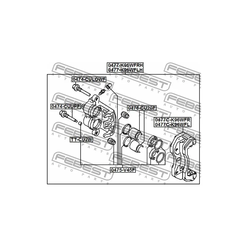 Jeu de supports d'étriers de freins avant droit FEBEST 0477C-K96WFR - Visuel 2