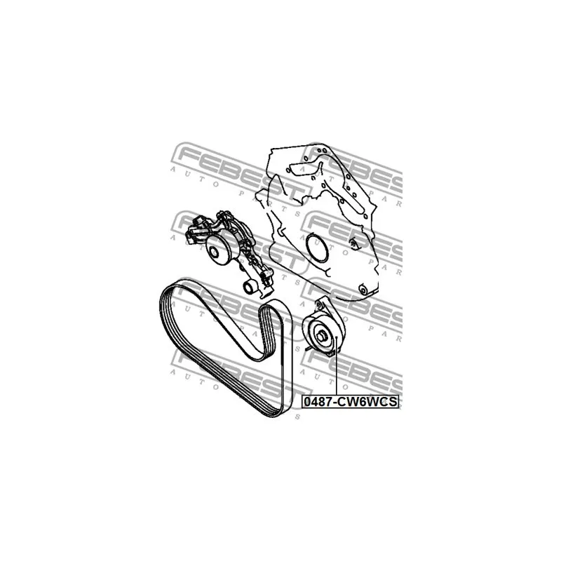 Poulie-tendeur, courroie trapézoïdale à nervures FEBEST 0487-CW6WCS - Visuel 2