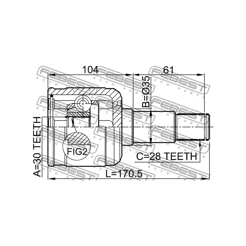 Jeu de joints, arbre de transmission avant gauche FEBEST 0511-GFLH - Visuel 2