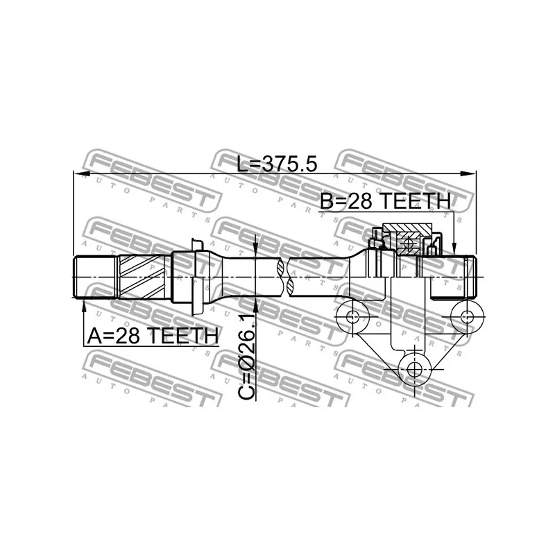 Arbre de transmission avant droit FEBEST 0512-CP - Visuel 2